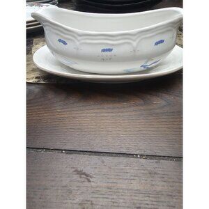 Newcor Stoneware Geese Goose Gravy Boat & Saucer Vintage